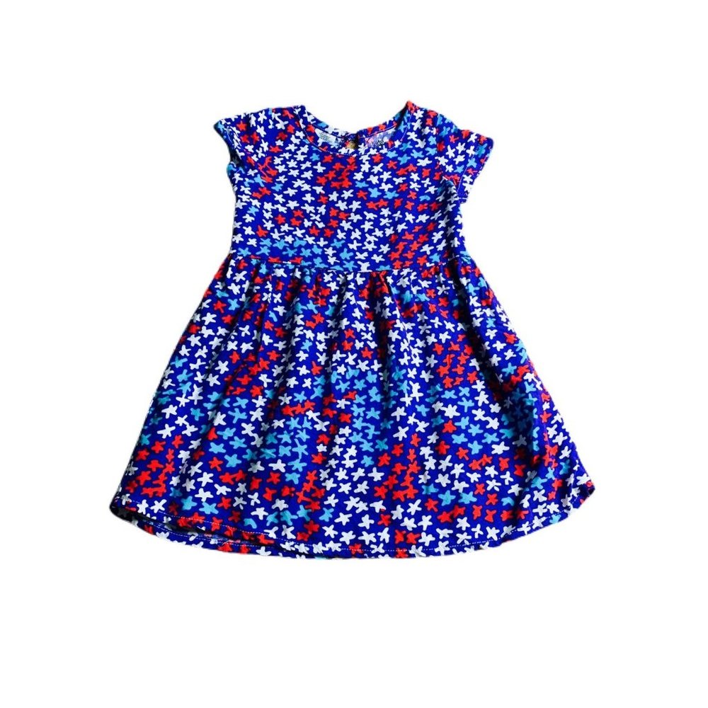 Kids Korner Toddler Girls Stars Patriotic Red White Blue Dress 18M